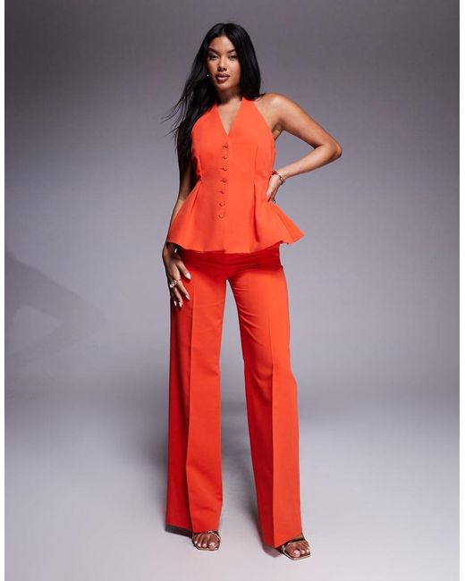 Mango Red Pleat Front Tailo Pants