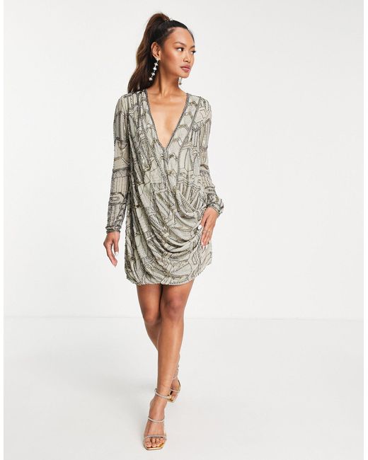 asos green embellished dress