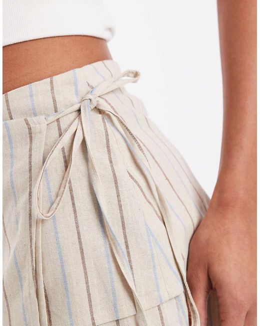 JJXX White Linen Blend Asymetric Tie Waist Mini Skirt