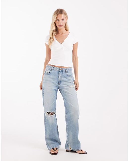 Hollister White V Neck Wrap Front Top