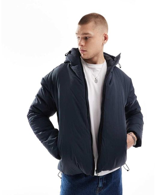 Brave Soul Padded Jacket With Hood in Blue for Men Lyst UK