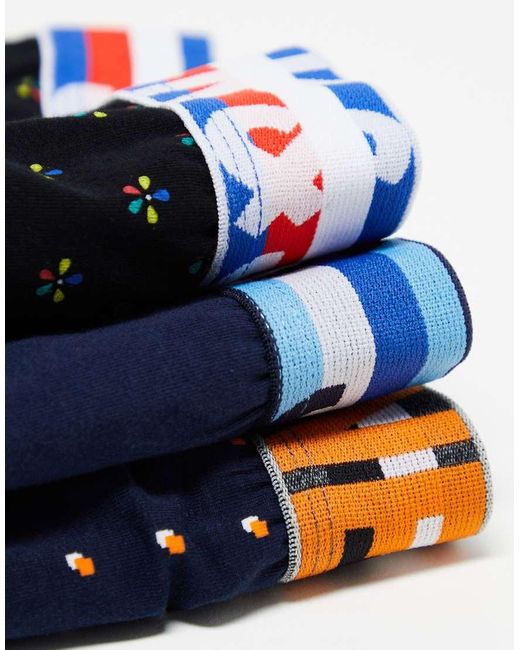 Jack & Jones Blue 3 Pack Printed Trunks for men