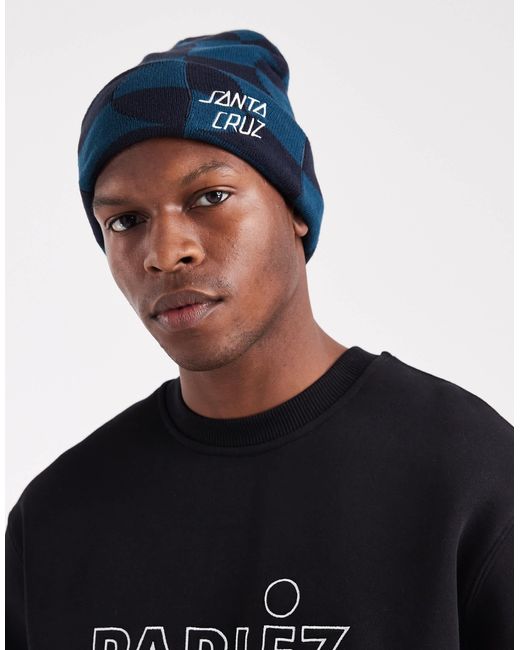 Santa Cruz – leichte, gerippte strickmütze in Blue für Herren