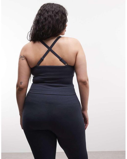 4505 Blue Curve Sculpting Seamless Vest With Inner Bra And Adjustable Straps