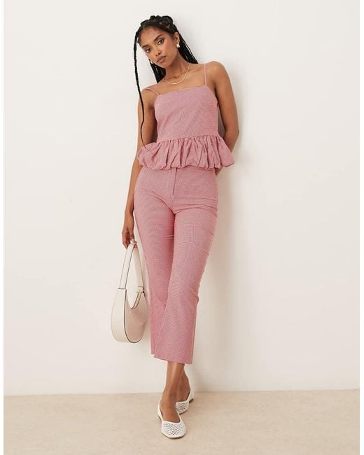 Mango Pink Gingham Ruched Hem Cami Co-ord