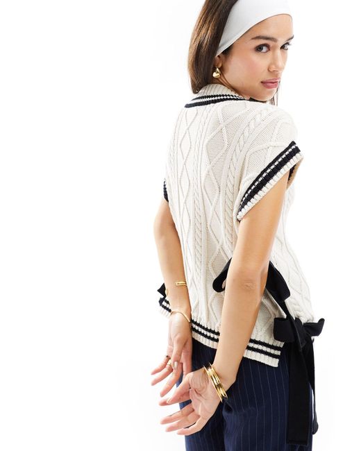 Miss Selfridge White Contrast Tipped Knitted Vest