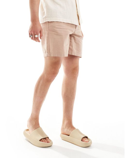 ASOS – weit geschnittene leinen-shorts in White für Herren