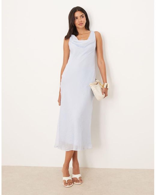 Mango White Cowl Neck Open Back Maxi Dress