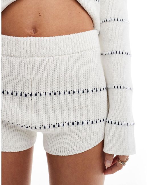 ASOS White Knitted Short With Tipping Detail Co-ord