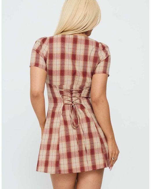 Princess Polly Brown Twist Of Fate Cotton Button Through V Neck Detail Mini Dress