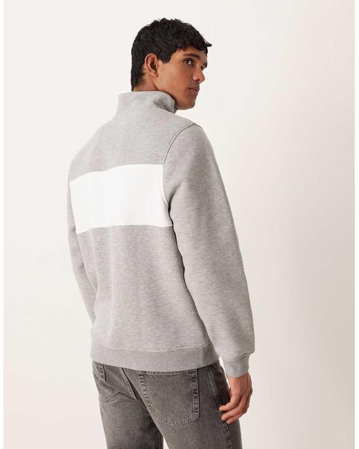 ASOS Gray Quarter Zip Sweatshirt With Colour Blocking for men