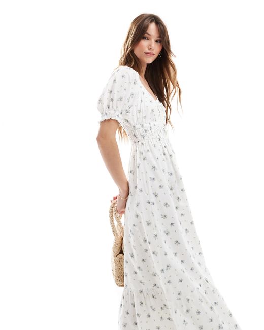 New Look White – midikleid im milchmädchen-stil