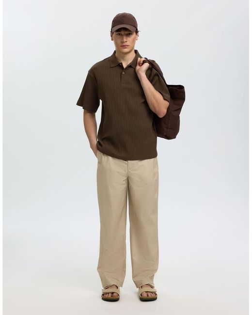 Polo Marrón SELECTED de hombre de color Brown