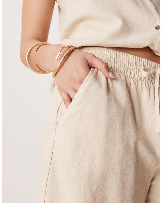 Short d'ensemble noué à la taille en lin mélangé - beige Jdy en coloris Natural