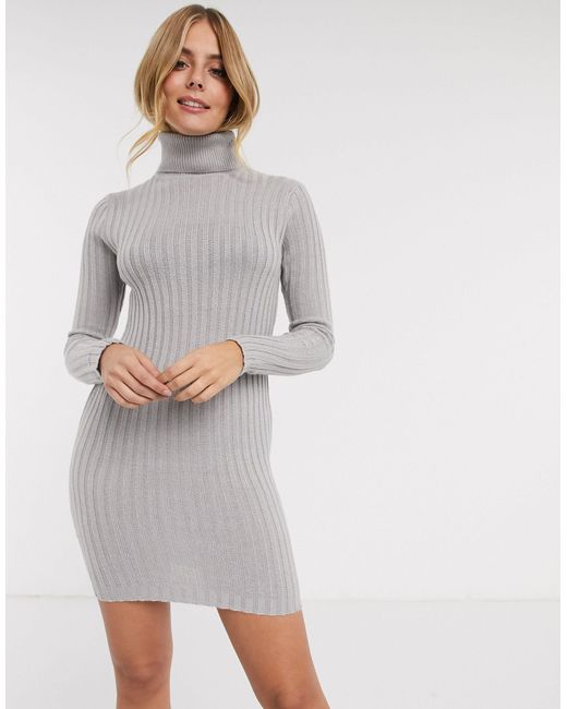 ribbed roll neck dress