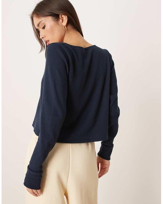 Hollister Blue Gilly Hicks Long Sleeve Waffle Top
