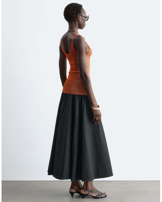 & Other Stories Black Ribbed Deep V-neck Singlet