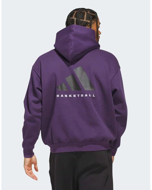 Sudadera Con Capucha De Felpa Basketball De -Morado Adidas Originals de color Purple