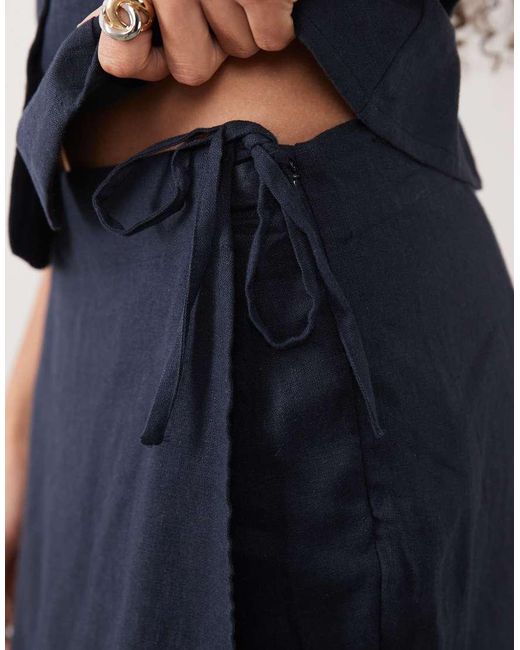 River Island Blue Linen Look Skort
