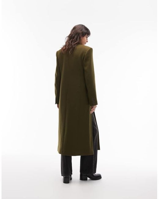 ARKET Green Wool Mix Double Breasted Maxi Coat