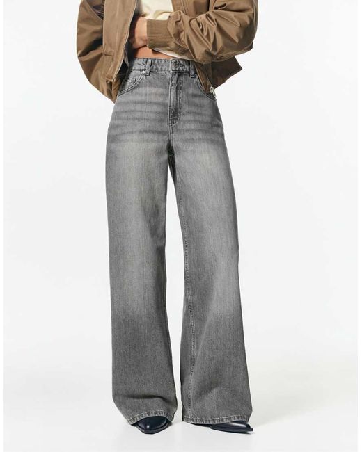 Pull&Bear White Wide-leg Jeans