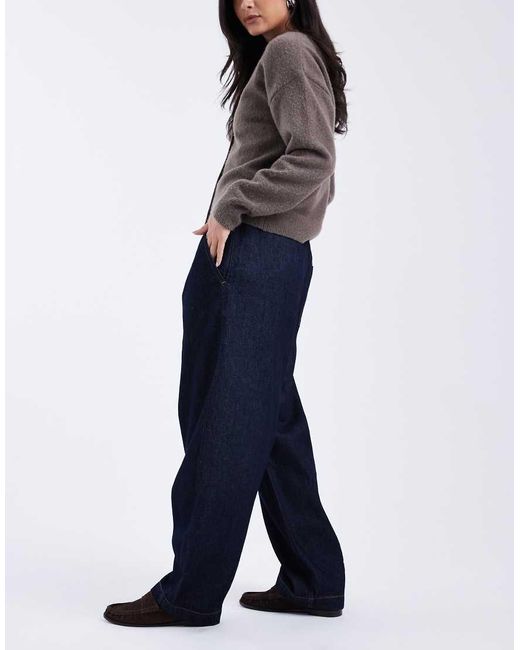 ASOS Blue Pull On Barrel Leg Jean