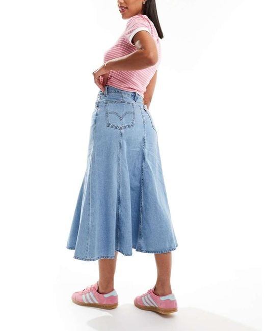 Levi's Blue Fit And Flare Denim Skirt