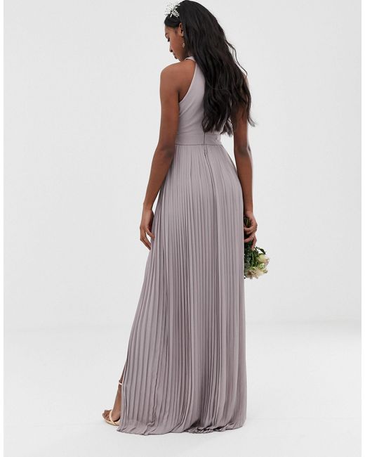 tfnc pleated bridesmaids maxi dress in burgundy