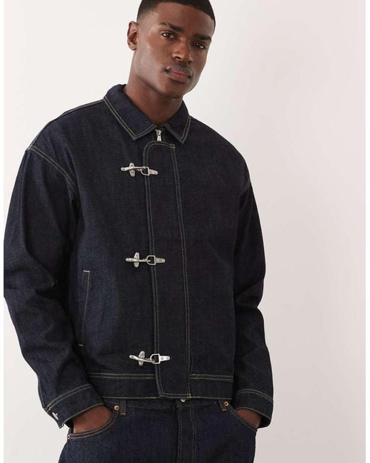 Jack & Jones Blue Fireman Clasp Denim Jacket for men