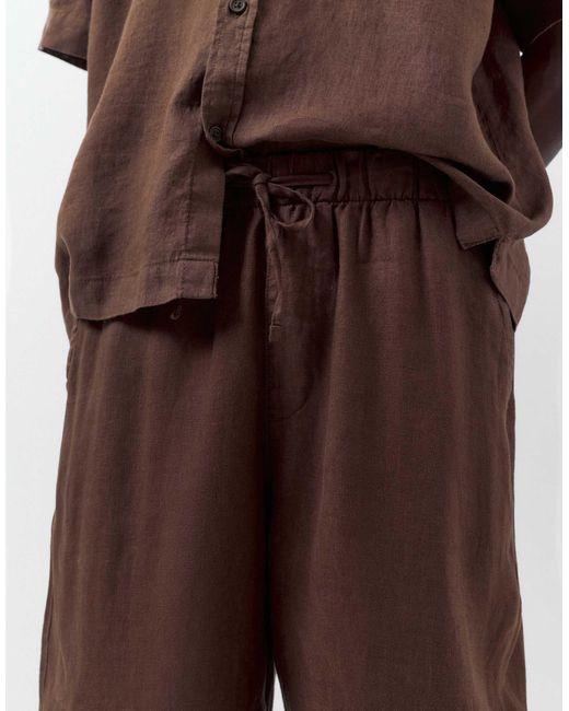 Pantalon en 100 % lin Pull&Bear pour homme en coloris Brown