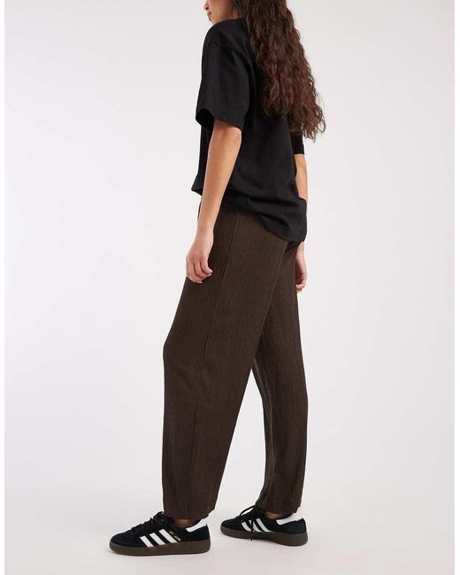 ONLY Brown Plissé Wide Leg Pants