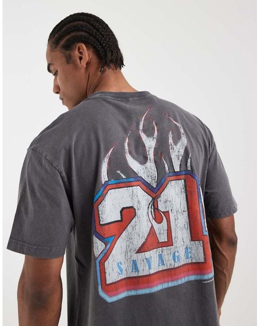 Hollister Gray 21 Savage Boxy Oversized T-shirt for men