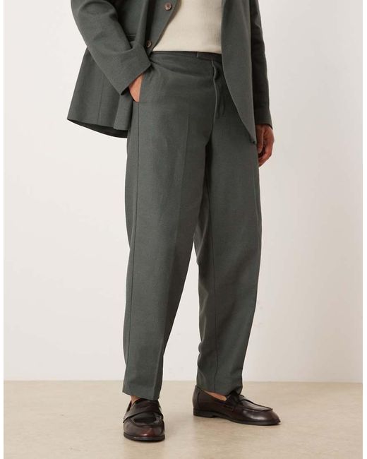 ASOS Natural Oversized Tapered Suit Trousers for men