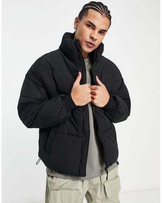 Bershka Oversized Puffer Jacket in Black for Men | Lyst