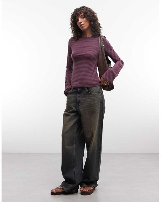 Weekday Purple Slim Fit Long Sleeve Top With Flared Sleeves