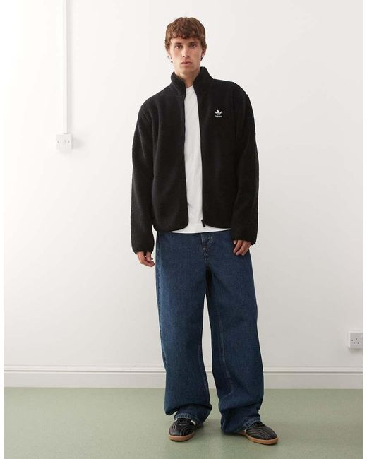 Adidas Originals Black Trefoil Essentials Teddy Fleece for men