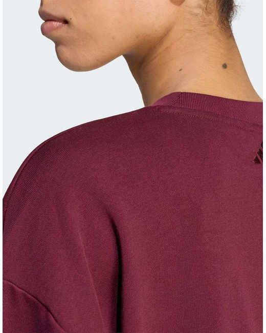 Adidas Originals Red Seasonal Essentials Satin V-Neck Sweatshirt