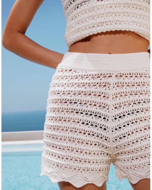 ASOS Blue – strick-shorts mit strukturiertem maschenmuster