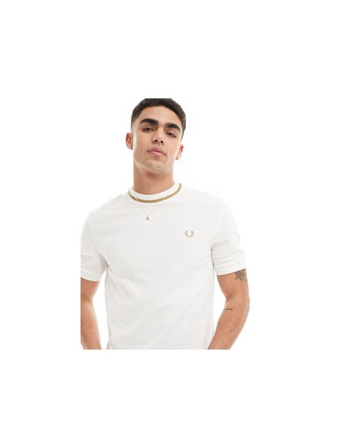 Fred Perry White Pique T-shirt for men