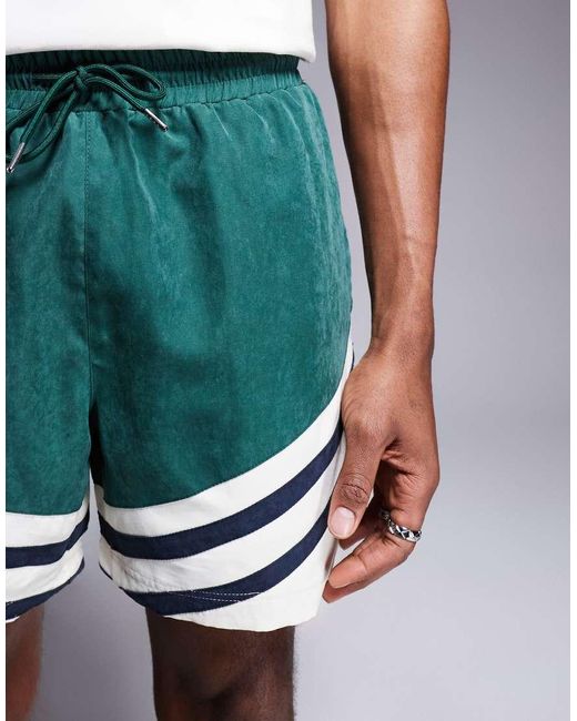 Pantaloncini Verdi Colorblock Con Logo di Alma de Ace in Blue da Uomo