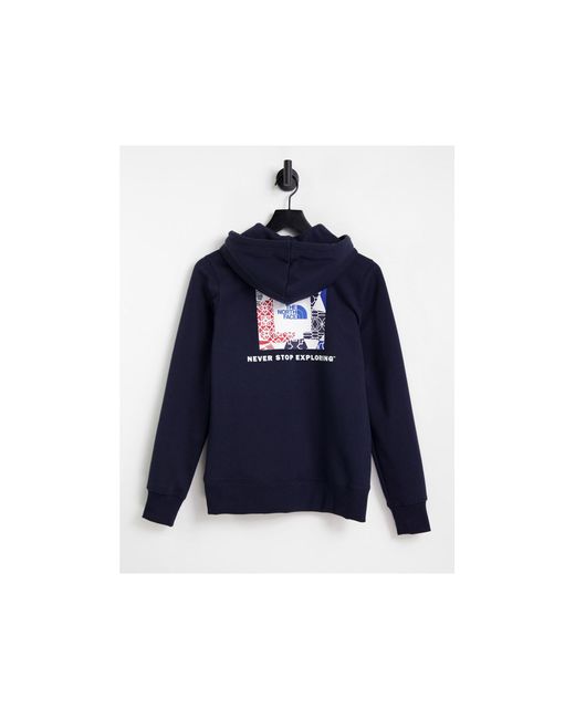 The North Face Ic Geo Nse Box Back Print Hoodie in Navy (Blue) - Lyst