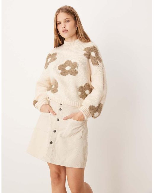 Jdy Natural Cord Button Through Mini Skirt