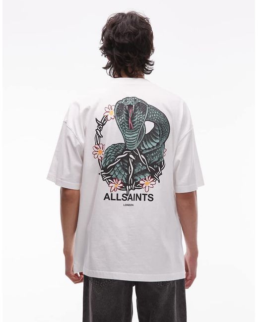AllSaints White Snakebite Graphic T-Shirt for men
