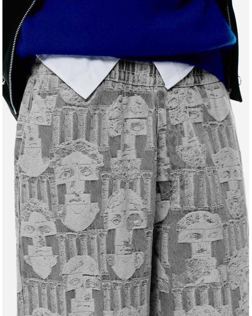 Pull&Bear Blue Printed Baggy Jogger Jeans for men