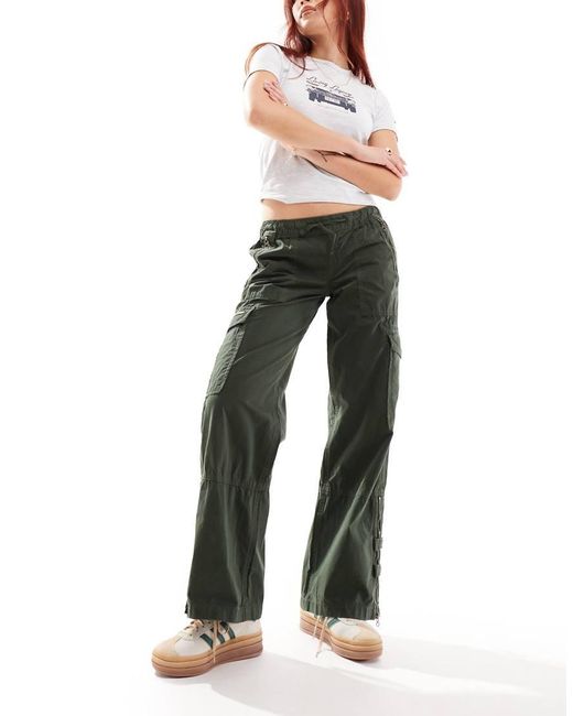 Superdry Green Low Rise Wide Leg Cargo Pants