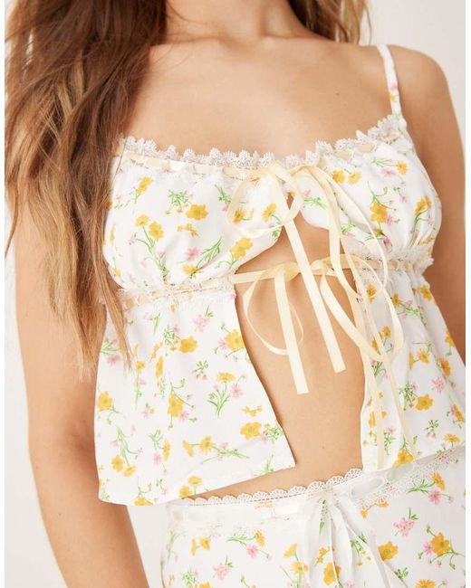Glamorous White Tie Front Cami Top