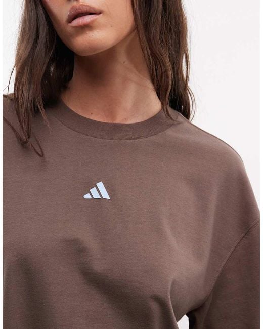 Adidas Originals Brown Three Stripes Studios Long Sleeve Top