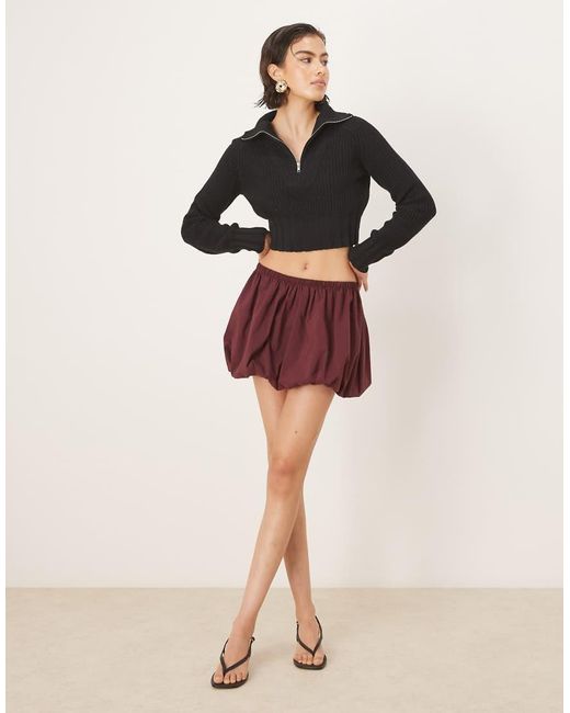 Glamorous Black Quarter Zip Crop Ribbed-Jumper
