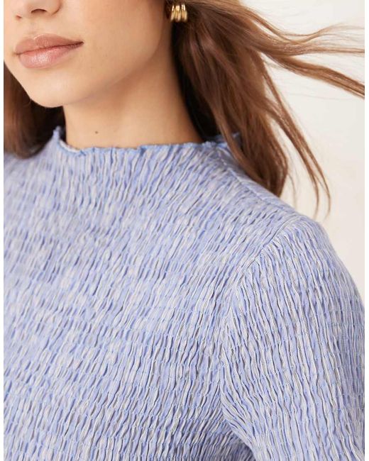 ASOS Gestreepte Mini Jurk Met Smokwerk En Fladdermouwen in het Blue