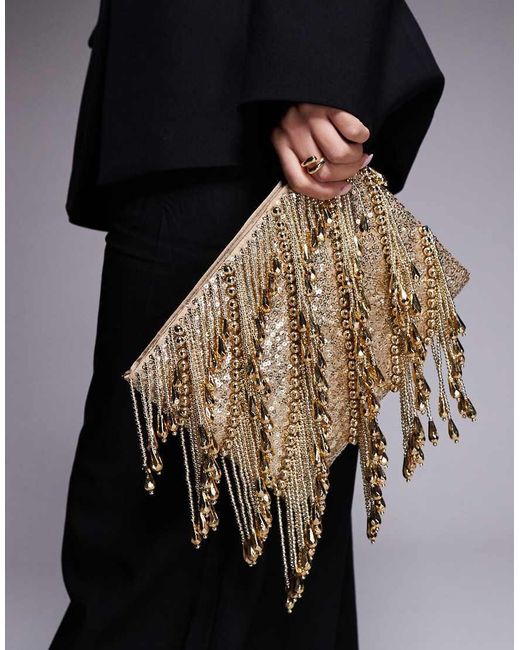 ASOS Black Droplet Zip Top Clutch Bag